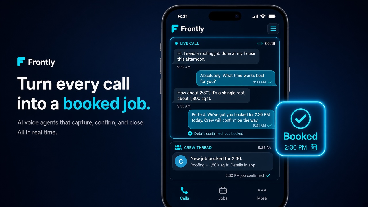 Frontly voice and SMS booking on a phone